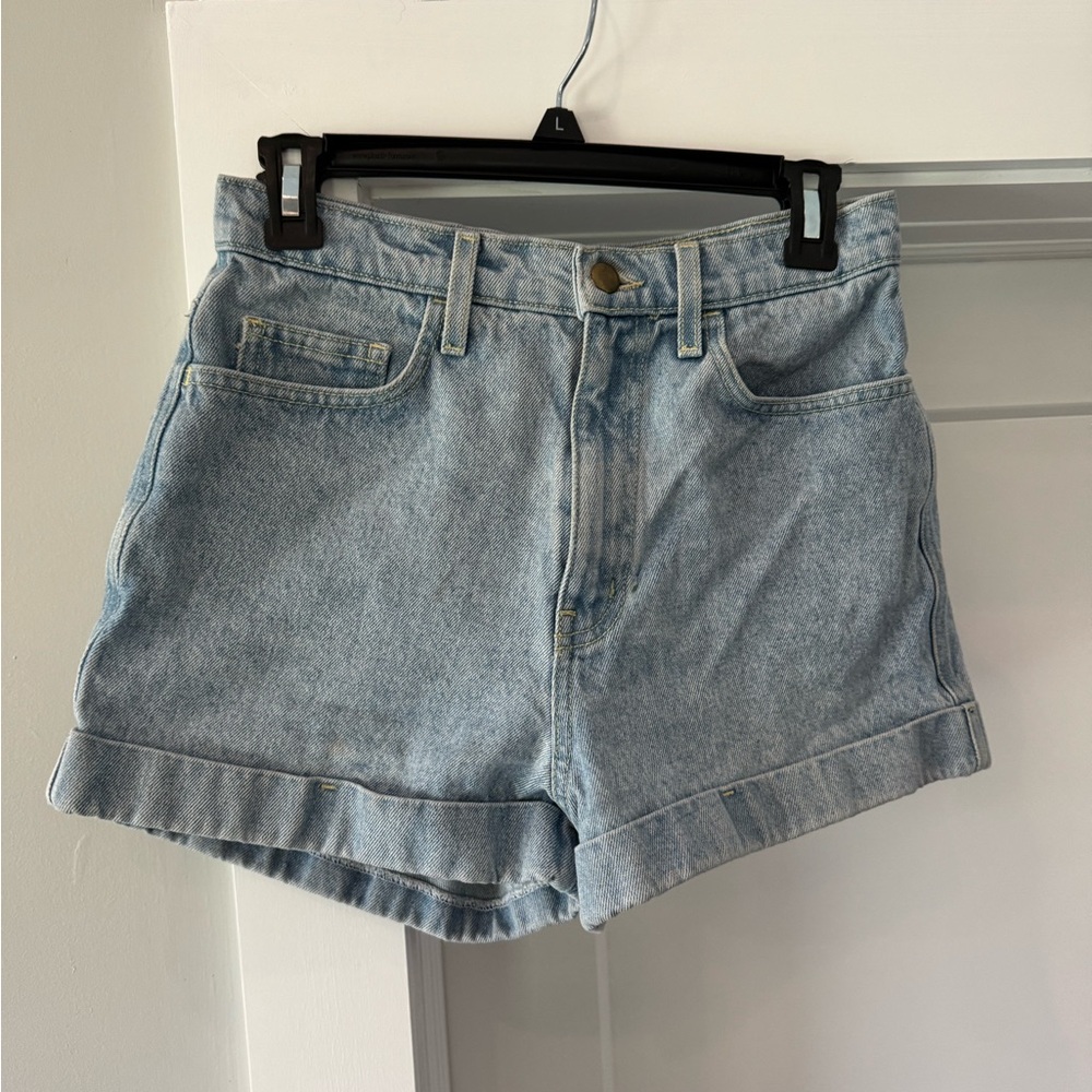 American Apparel denim high waisted shorts, made in the USA, size 28